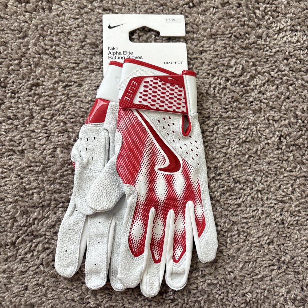Nike Alpha Elite Batting Gloves Men's  Red/White Size Small Unisex FB2310-124